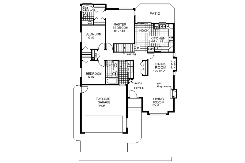 House Plan Design - Floor Plan - Main Floor for Ranch House Plan #18-194 - 3 bed, 2 bath