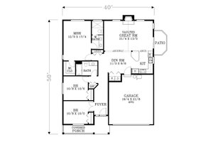 Floor Plan - Main Floor for Craftsman House Plan #53-600 - 3 bed, 2 bath