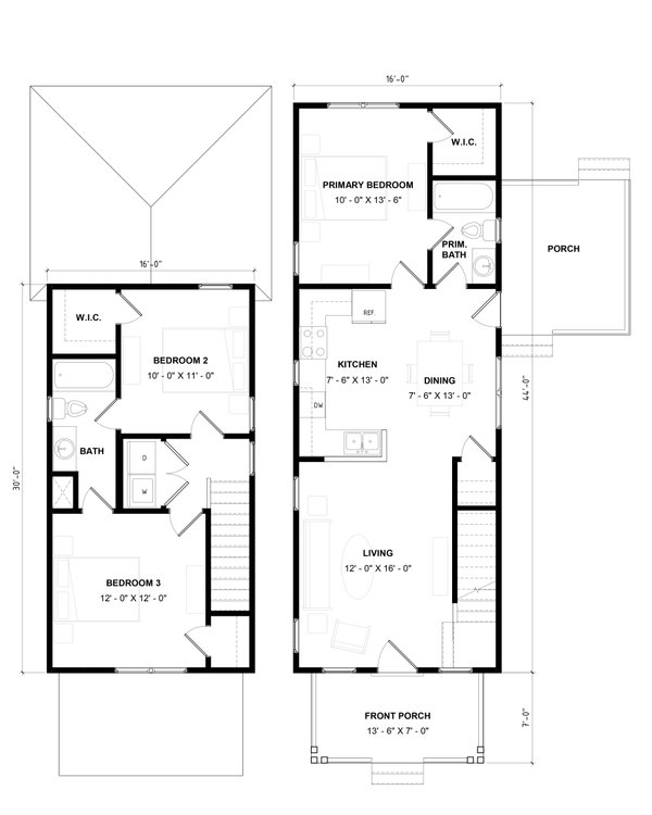 House Plan Design - Floor Plan - Main Floor for Prairie House Plan #936-67 - 3 bed, 2 bath