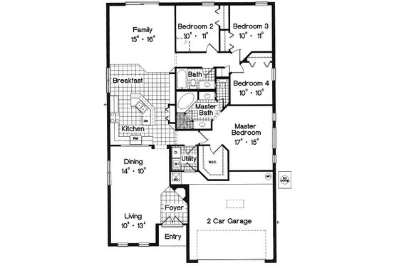 Floor Plan - Main Floor for European House Plan #417-172 - 4 bed, 2 bath