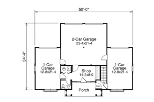 Floor Plan - Main Floor for Traditional House Plan #57-349 - 1 bed, 1.5 bath