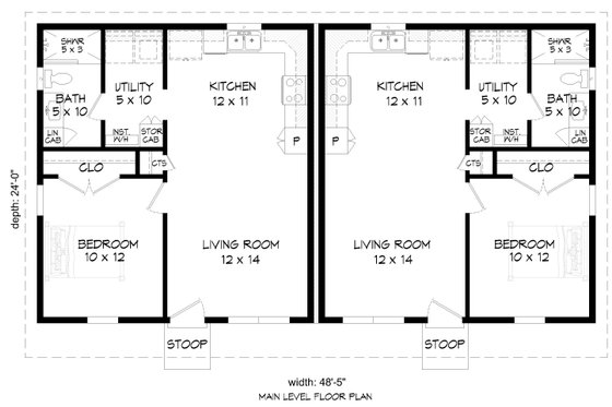 Floor Plan - Main Floor for Country House Plan #932-1424 - 2 bed, 2 bath