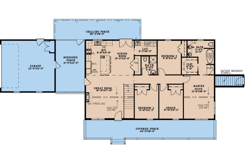 House Design - Floor Plan - Main Floor for Farmhouse House Plan #923-363 - 4 bed, 2 bath