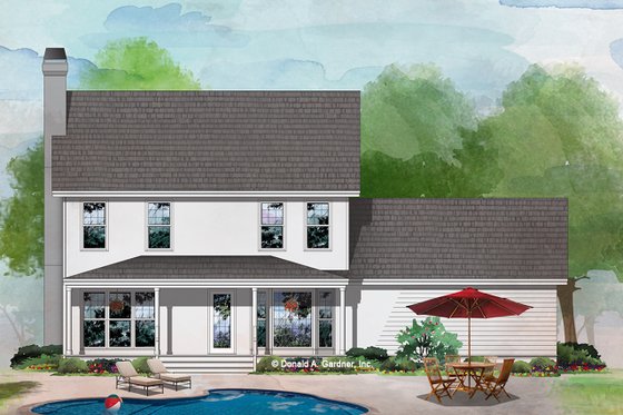 Exterior - Rear Elevation for Country House Plan #929-373 - 3 bed, 2.5 bath