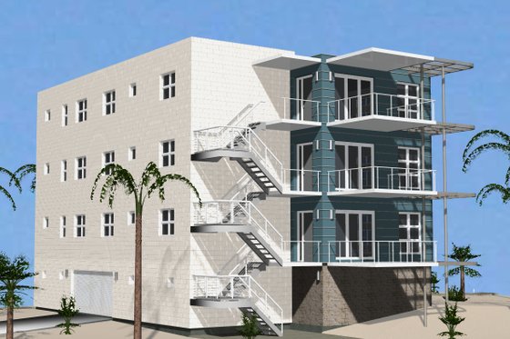 Exterior - Rear Elevation for Contemporary House Plan #535-17 - 9 bed, 9 bath