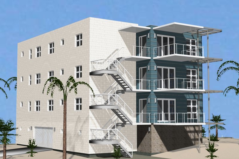 House Plan Design - Exterior - Rear Elevation for Contemporary House Plan #535-17 - 9 bed, 9 bath