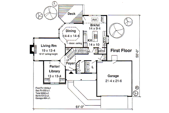 Floor Plan - Main Floor for Bungalow House Plan #312-797 - 3 bed, 2.5 bath