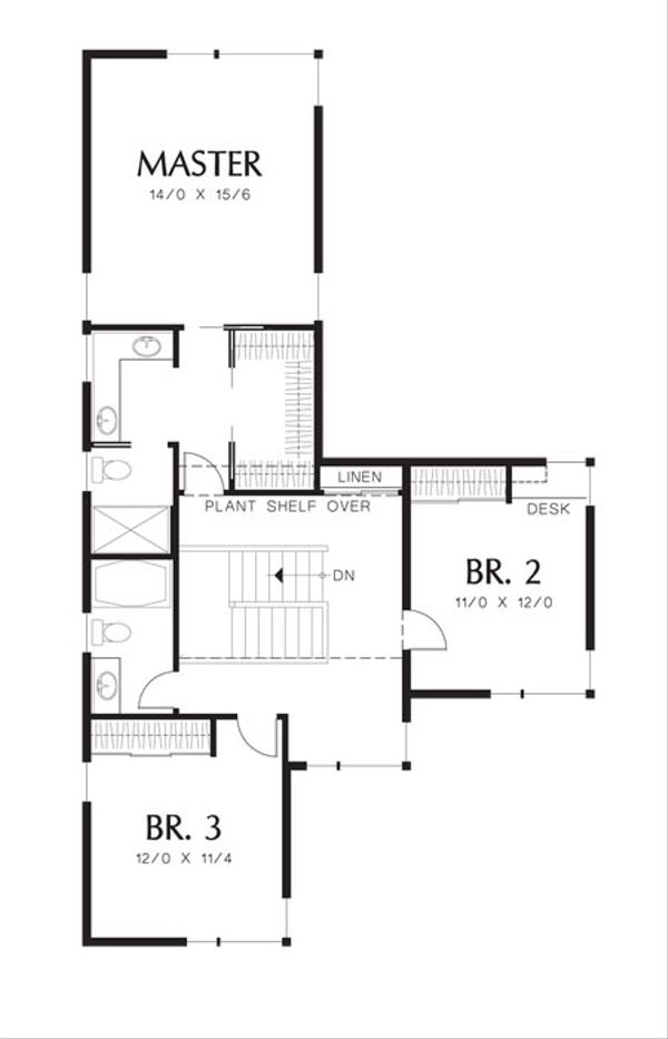 Modern Floor Plan - Upper Floor Plan #48-534