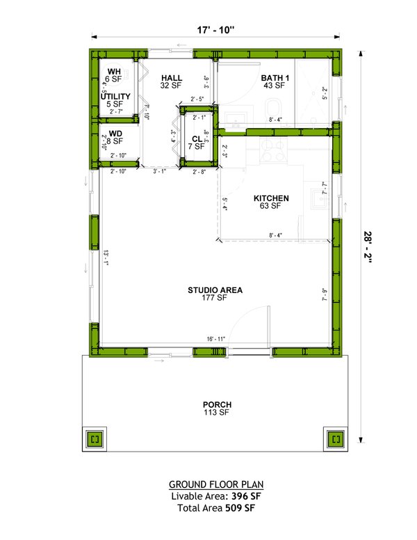 Dream House Plan - Floor Plan - Main Floor for Craftsman House Plan #1106-159, 1 bath