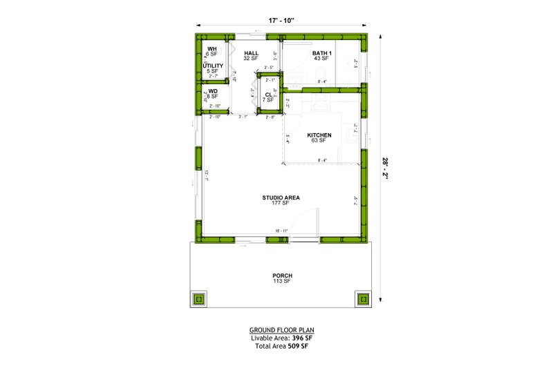 House Blueprint - Floor Plan - Main Floor for Craftsman House Plan #1106-159, 1 bath