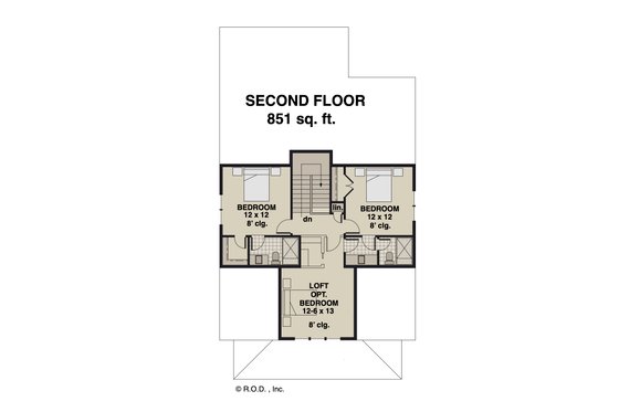 Floor Plan - Upper Floor for Traditional House Plan #51-1252 - 3 bed, 3.5 bath