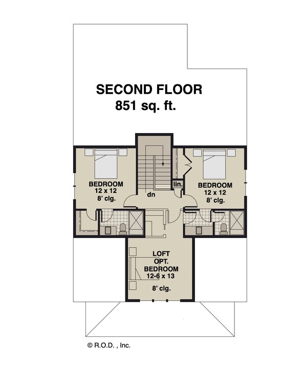 Traditional Floor Plan - Upper Floor Plan #51-1252