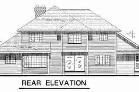 Exterior - Rear Elevation for European House Plan #18-9006 - 5 bed, 3 bath