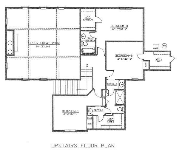 Traditional Floor Plan - Upper Floor Plan #405-344