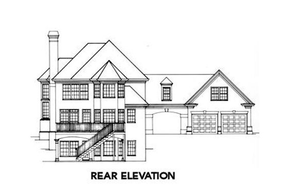 Exterior - Rear Elevation for European House Plan #429-12 - 4 bed, 3.5 bath