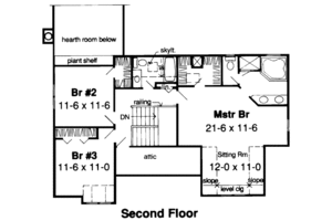 Floor Plan - Upper Floor for Traditional House Plan #312-319 - 3 bed, 2.5 bath