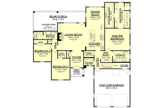 Floor Plan - Main Floor for European House Plan #430-131 - 3 bed, 2.5 bath