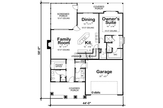 Floor Plan - Main Floor for Cottage House Plan #20-2523 - 3 bed, 2.5 bath