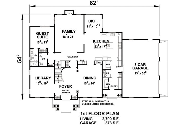 Home Plan - Floor Plan - Main Floor for Colonial House Plan #20-2277 - 5 bed, 5.5 bath