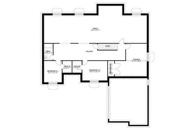 House Plan Design - Floor Plan - Lower Floor for Ranch House Plan #1060-173 - 3 bed, 2 bath