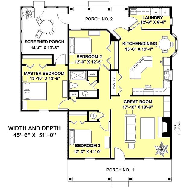 Home Plan - Traditional Floor Plan - Main Floor Plan #44-150