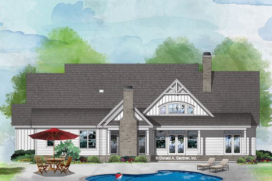 Exterior - Rear Elevation 2 for Farmhouse House Plan #929-1070 - 4 bed, 3 bath