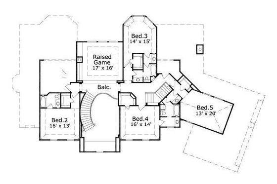 Floor Plan - Upper Floor for European House Plan #411-786 - 4 bed, 4.5 bath