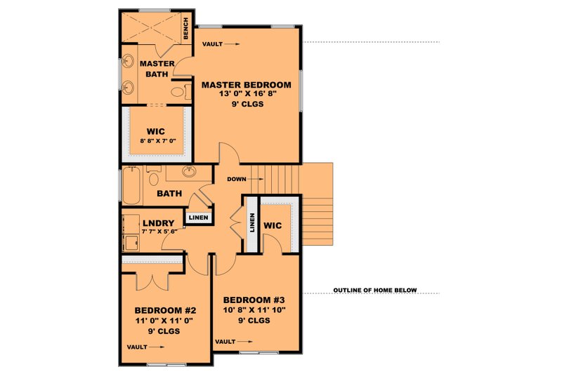 Dream House Plan - Floor Plan - Upper Floor for Modern House Plan #1111-40 - 3 bed, 2.5 bath