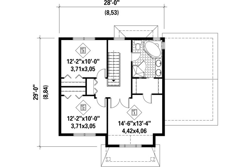 Architectural House Design - Floor Plan - Upper Floor for Traditional House Plan #25-4579 - 3 bed, 1 bath