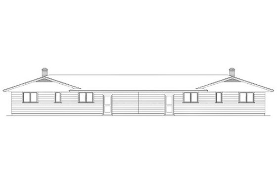 Exterior - Rear Elevation for Ranch House Plan #57-285 - 2 bed, 1 bath
