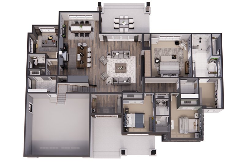 Architectural House Design - Floor Plan - Main Floor 1 for Farmhouse House Plan #51-1218 - 3 bed, 2.5 bath
