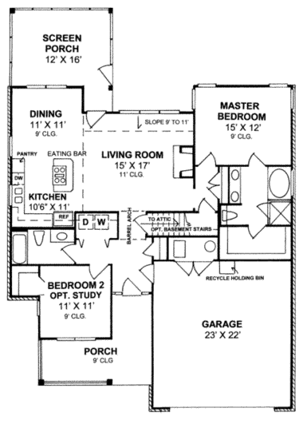 Architectural House Design - Traditional Floor Plan - Main Floor Plan #20-1597