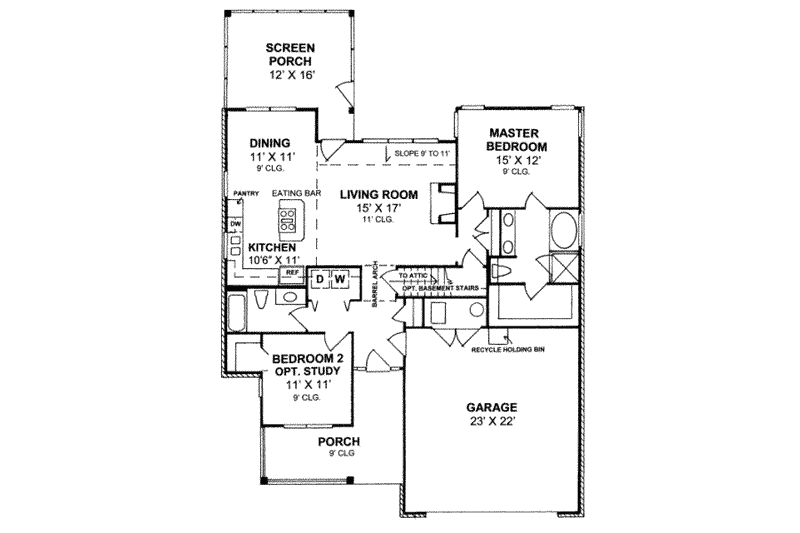 Dream House Plan - Floor Plan - Main Floor for Traditional House Plan #20-1597 - 2 bed, 2 bath