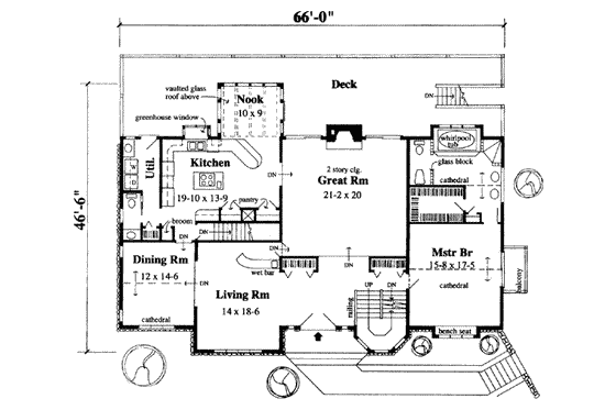 Floor Plan - Main Floor for Modern House Plan #75-125 - 4 bed, 2.5 bath