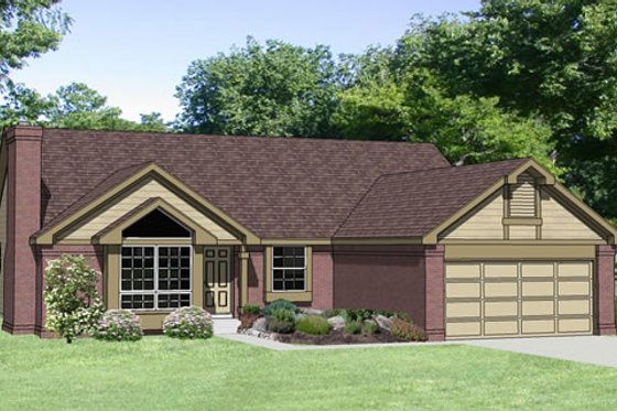 Exterior - Front Elevation for Ranch House Plan #116-181 - 3 bed, 2 bath
