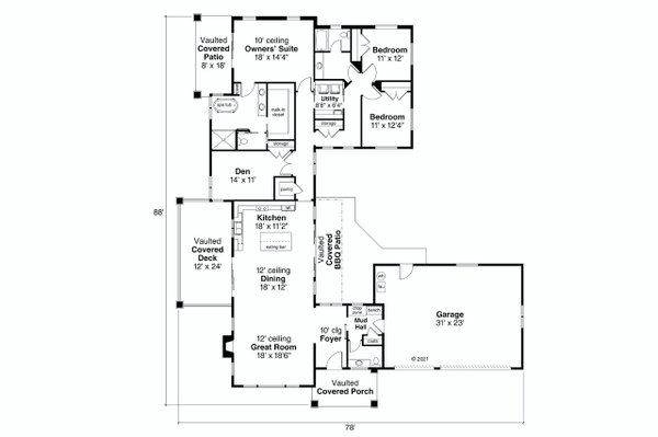 Modern Floor Plan - Main Floor Plan #124-1251