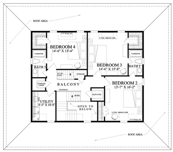 House Blueprint - Beach Floor Plan - Upper Floor Plan #137-405