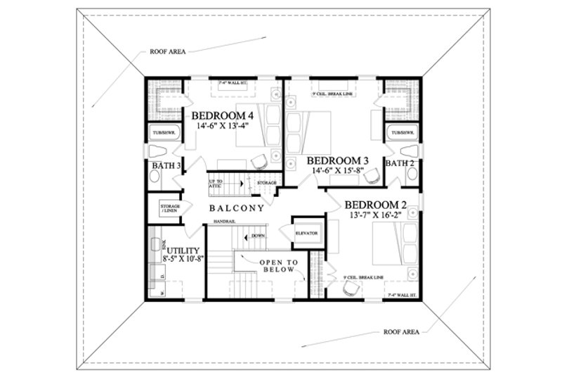 Dream House Plan - Floor Plan - Upper Floor for Beach House Plan #137-405 - 4 bed, 4.5 bath