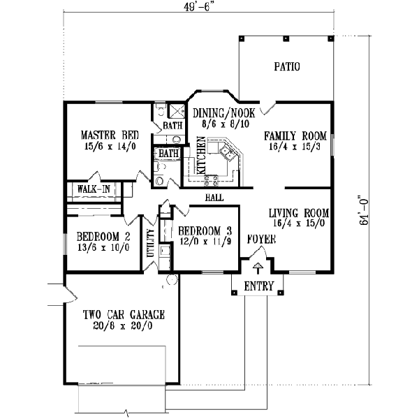 Adobe / Southwestern Floor Plan - Main Floor Plan #1-468