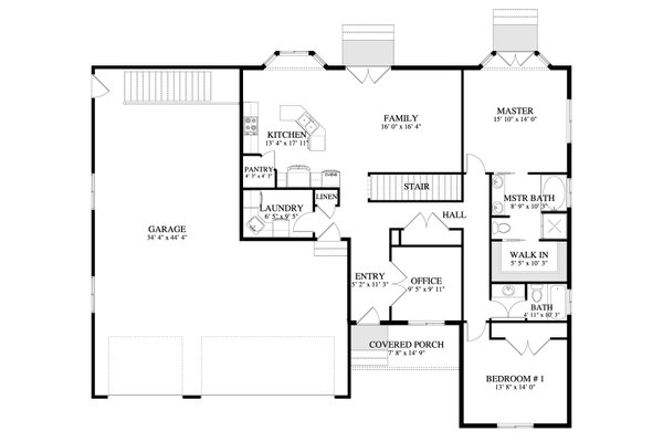 House Blueprint - Ranch Floor Plan - Main Floor Plan #1060-396