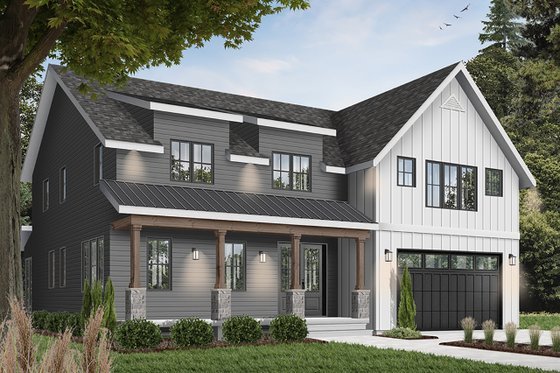 Exterior - Front Elevation 4 for Farmhouse House Plan #23-2686 - 5 bed, 4.5 bath