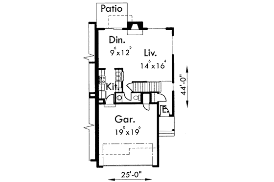 Floor Plan - Main Floor for Traditional House Plan #303-378 - 3 bed, 2.5 bath