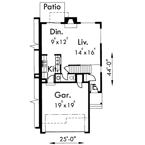 Floor Plan - Main Floor for Traditional House Plan #303-378 - 3 bed, 2.5 bath