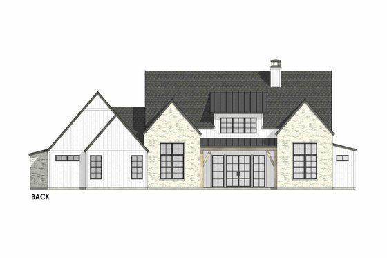 Exterior - Rear Elevation 1 for European House Plan #1096-63 - 4 bed, 3.5 bath