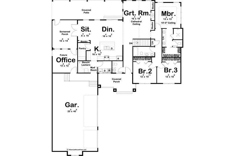 Dream House Plan - Floor Plan - Main Floor for Craftsman House Plan #455-301 - 3 bed, 2.5 bath