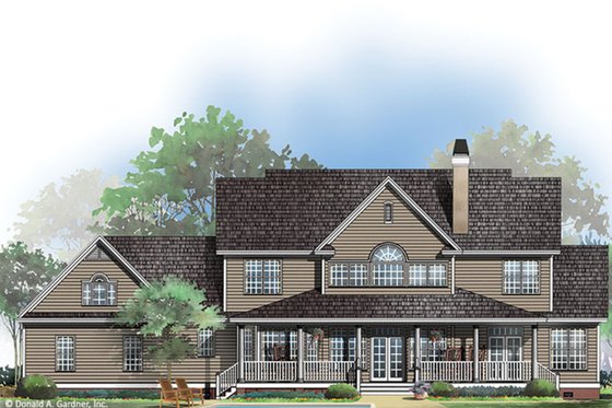 Exterior - Rear Elevation for Country House Plan #929-44 - 4 bed, 3.5 bath