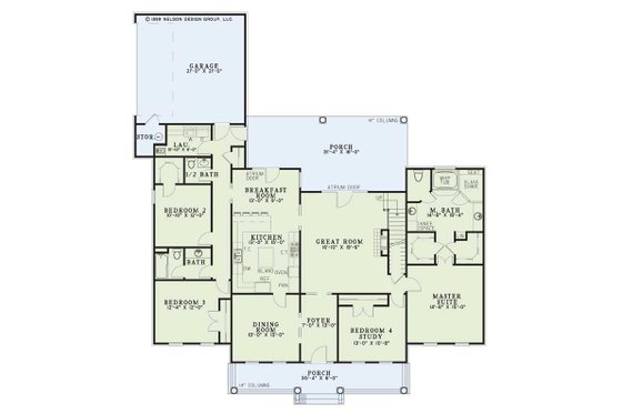 Floor Plan - Main Floor for Classical House Plan #17-2898 - 4 bed, 2.5 bath