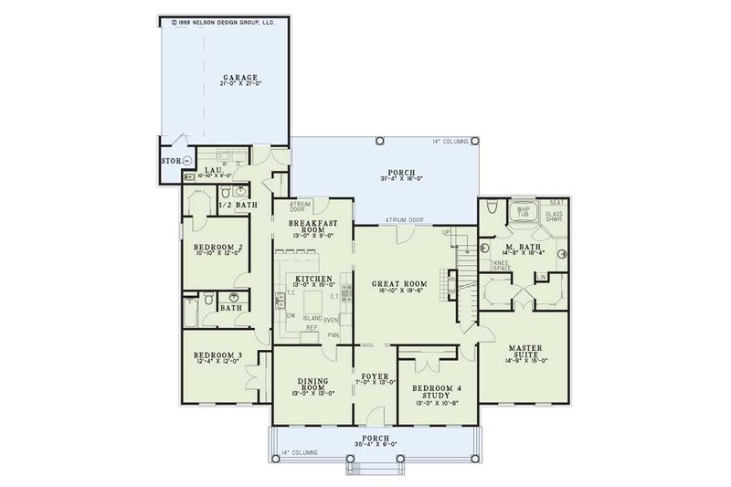 Dream House Plan - Floor Plan - Main Floor for Classical House Plan #17-2898 - 4 bed, 2.5 bath