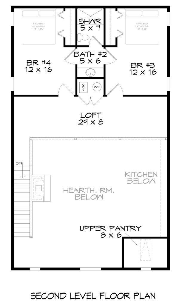 House Blueprint - Traditional Floor Plan - Upper Floor Plan #932-762