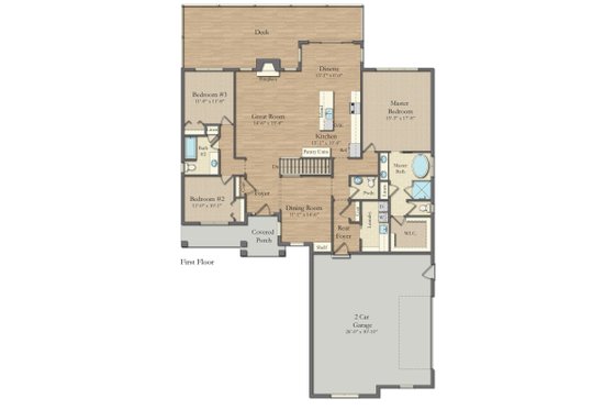 Floor Plan - Main Floor for Craftsman House Plan #1057-10 - 3 bed, 2.5 bath